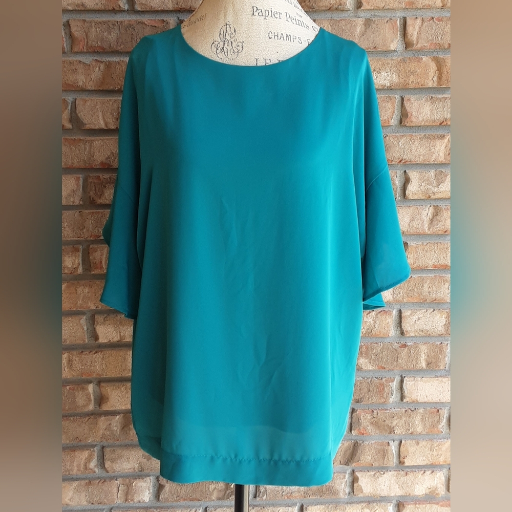 J. Jill Wearever Collection Teal Relaxed Dolman Sleeve Tunic Top.